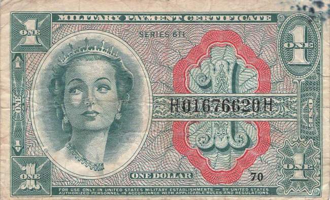 USA MPC Series 611 p.M54 1 Dollar 1964 F